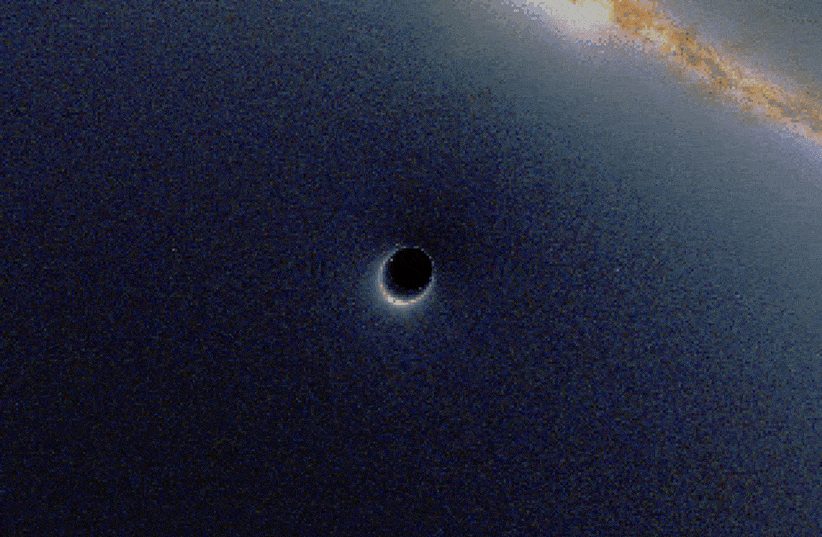  A black hole is seen being impacted by gravitational lensing in terms of how it is seen from observers on Earth. (credit: Wikimedia Commons)
