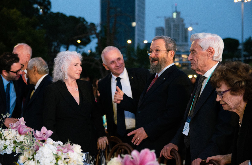  Former Prime Minister of Israel Ehud Barak with Hebrew University President Asher Cohen, June 13, 2023. (credit: I. H. Mintz)