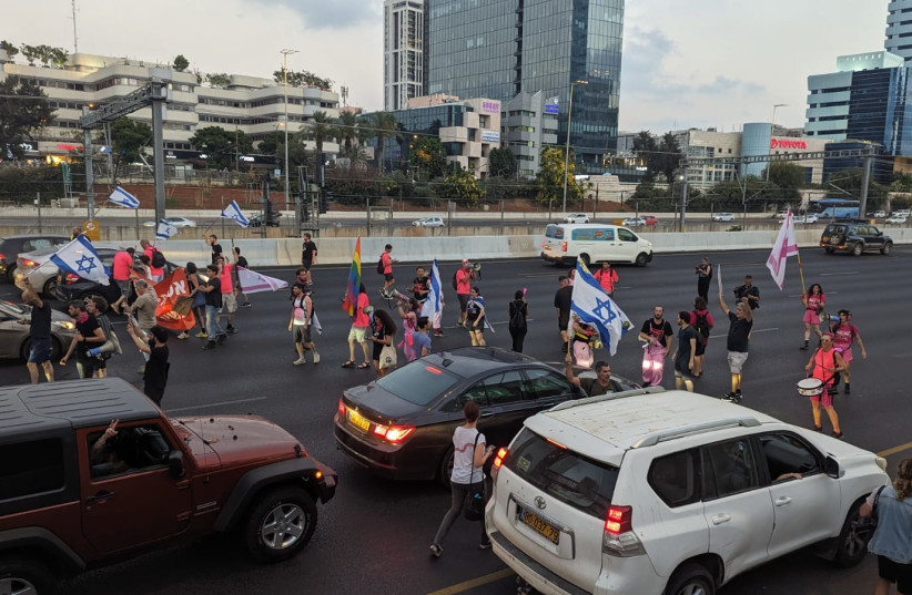 Student protests at Kaplan junction in Tel Aviv, July 1, 2023. (credit: The Student's Protest)