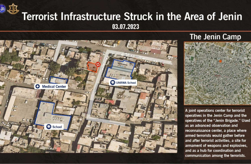 An IDF infographic on strikes in Jenin. (credit: IDF SPOKESPERSON'S UNIT)