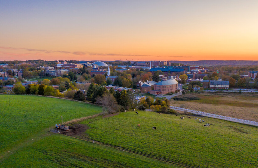 Aerial (drone) view of Horsebarn Hill and the UConn skyline on Oct. 15, 2019. (Sean Flynn/UConn Photo)