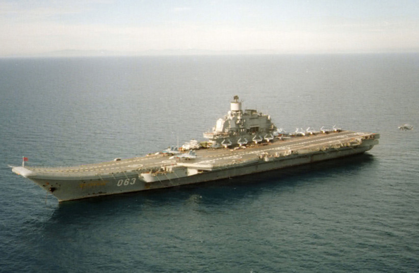 The Russian Aircraft Carrier Admiral Kuznetsov underway in the Mediterranean Sea in this U.S. Navy handout photo dated January 7, 1996 (credit: US NAVY/HANDOUT VIA REUTERS)
