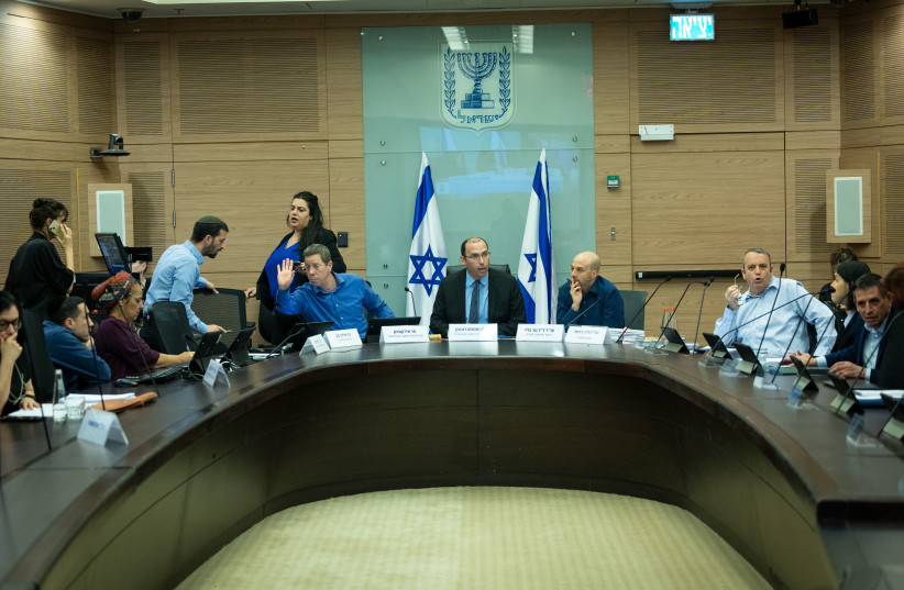  MK Simcha Rotman, Head of the Constitution, Law and Justice Committee leads a committee meeting on the planned judicial reform, at the Knesset, the Israeli Parliament in Jerusalem on July 4, 2023. (credit: YONATAN SINDEL/FLASH90)