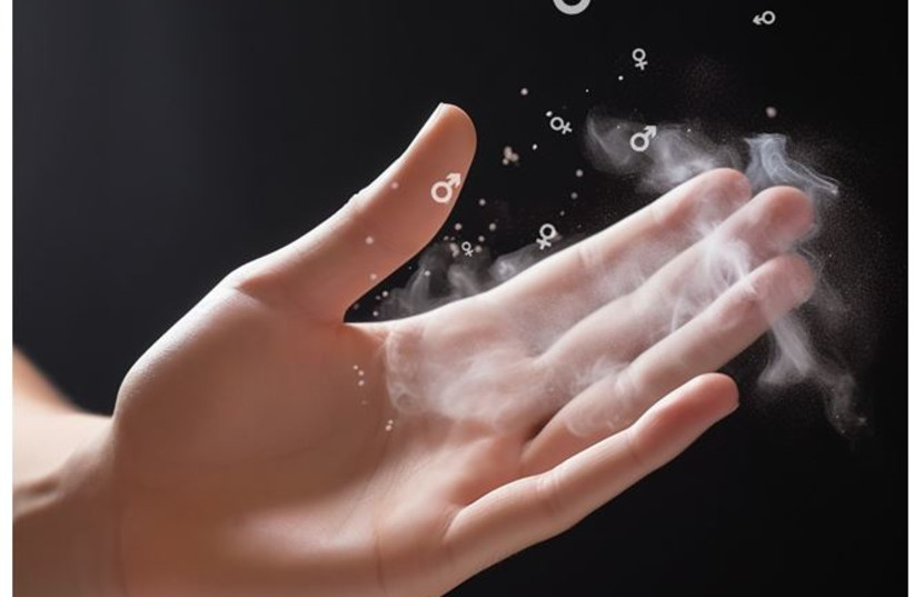 Representation of a hand odor plume with chemicals characteristic for females and males. (credit: Eduardo Merille, Florida International University and Creative Commons)