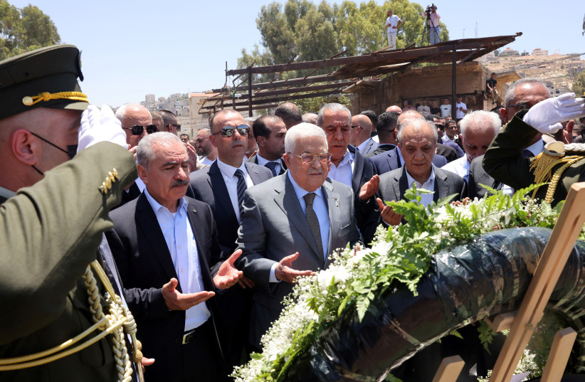  Palestinian President Mahmoud Abbas visits Jenin following the recent deadly Israeli raid, in the Israeli-occupied West Bank July 12, 2023. (credit: PALESTINIAN PRESIDENT OFFICE (PPO)/HANDOUT VIA REUTERS)