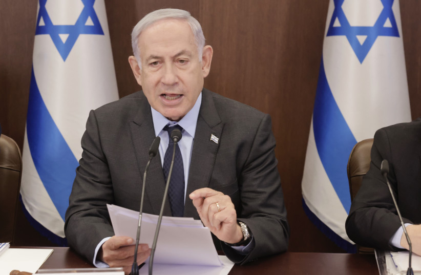  Netanyahu speaks at the cabinet meeting on July 17, 2023. (credit: MARC ISRAEL SETUP)