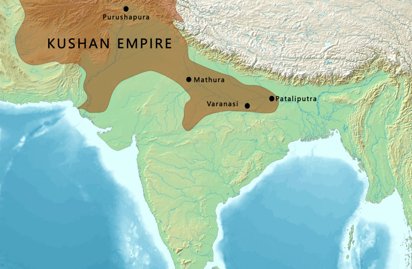  Map of the Kushan Empire in Central Asia (credit: Wikimedia Commons)