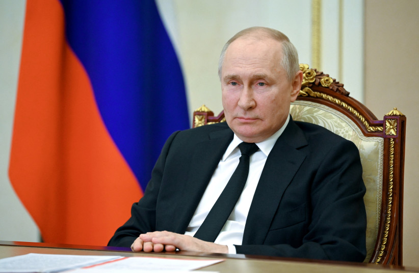  Russian President Vladimir Putin chairs a meeting of the Security Council via a video link in Moscow, Russia, July 21, 2023.  (credit: Sputnik/Alexander Kazakov/Kremlin via REUTERS)