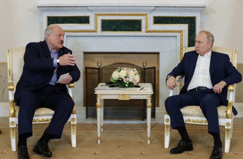  Russian President Vladimir Putin and Belarusian President Alexander Lukashenko attend a meeting in Saint Petersburg, Russia July 23, 2023. (credit: SPUTNIK/ALEXANDER DEMYANCHUK/POOL VIA REUTERS)