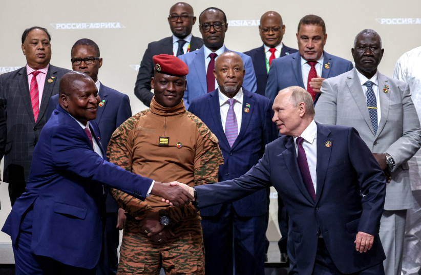 Russian President Vladimir Putin and participants of the Russia-Africa summit pose for a photo in Saint Petersburg, Russia, July 28, 2023 (credit: Sergey Bobylev/TASS Host Photo Agency via REUTERS )