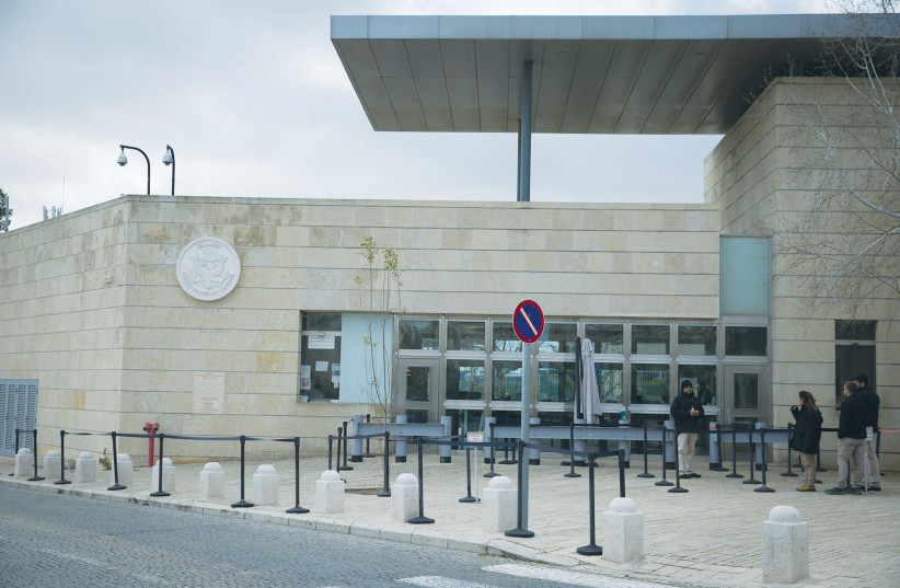  THE US EMBASSY in Jerusalem: Israel’s inclusion in the US Visa Waiver Program will benefit individual Israelis, not the prime minister or any other Israeli government official, the writer notes. (credit: NOAM REVKIN FENTON/FLASH90)