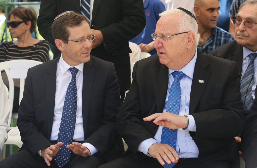  FORMER PRESIDENT Reuven Rivlin with President Isaac Herzog at the annual memorial ceremony for Chaim Herzog in 2022.   (credit: MARC ISRAEL SELLEM/THE JERUSALEM POST)