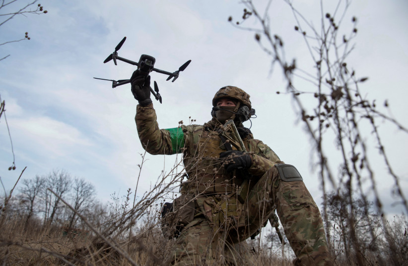  A Ukrainian serviceman practices to use a drone, amid Russia's attack on Ukraine, near the town of Chasiv Yar, Donetsk region, Ukraine March 8, 2023 (credit: Oleksandr Ratushniak/Reuters)