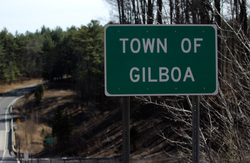A sign for the town of Gilboa, New York on NY-30, March 22, 2022.