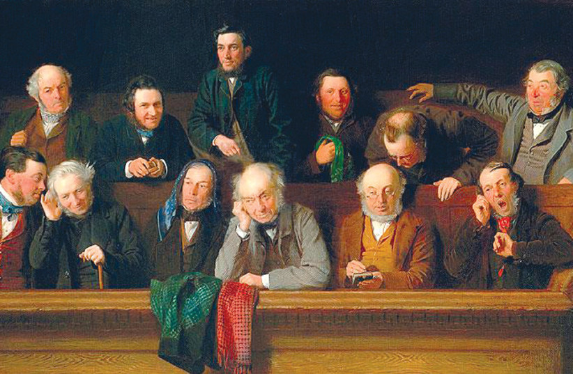  The Jury, an 1861 painting by John Morgan of a British jury, all of whom then had to be men. (credit: John Morgan/Wikipedia)