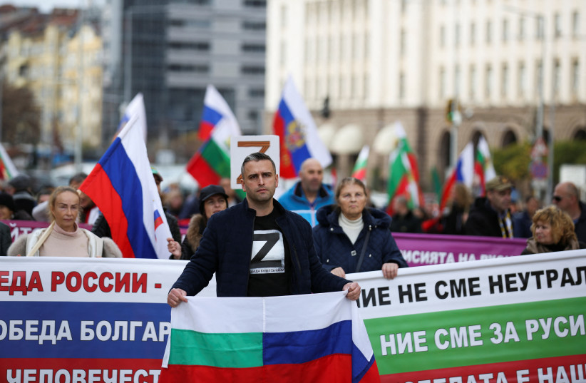  People take part in a demonstration in support of Russia under the slogan ''We are not neutral! We are with Russia! Victory is ours!'', in Sofia, Bulgaria, December 10, 2022. (credit: REUTERS/SPASIYANA SERGIEVA)
