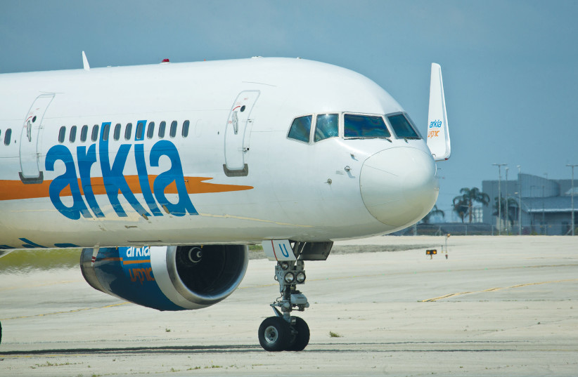  AN ARKIA airliner: Newly launched flights between Tel Aviv and the Moroccan port city of Essaouira demonstrate how cultural and joint history can be translated into strategic and economic achievements, says the writer. (credit: MOSHE SHAI/FLASH90)