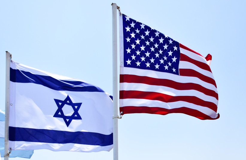  Flags of USA and Israel in the wind (credit: INGIMAGE)