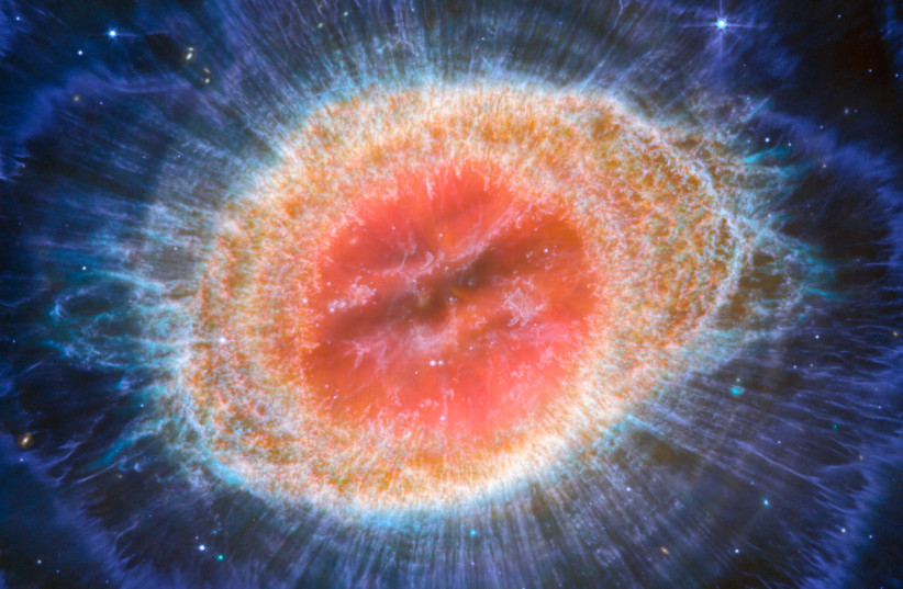  Ring Nebula (MIRI image). (credit: ESA/Webb, NASA, CSA, M. Barlow (UCL), N. Cox (ACRI-ST), R. Wesson (Cardiff University))