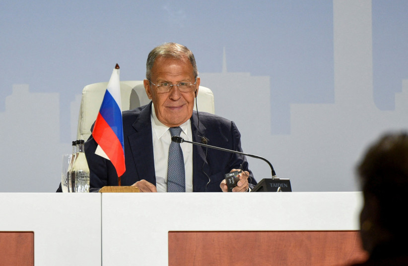  Russia's Foreign Minister Sergei Lavrov attends a press conference as the BRICS Summit is held in Johannesburg, South Africa August 24, 2023.  (credit: Alet Pretorius/Reuters)