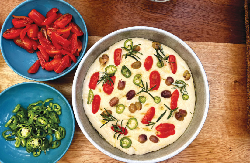  Thick focaccia with vegetables and olive oil. (credit: PASCALE PEREZ-RUBIN)