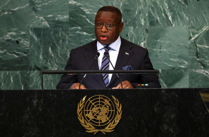 President of Sierra Leone Julius Maada Bio addresses the 77th Session of the United Nations General Assembly at U.N. Headquarters in New York City, US, September 21, 2022. (credit: Mike Segar/Reuters)
