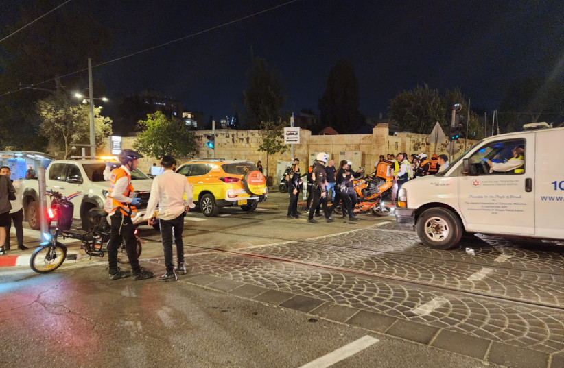  The scene of the stabbing attack on Shimon HaTzadik St. in Jerusalem on August 30, 2023. (credit: UNITED HATZALAH‏)