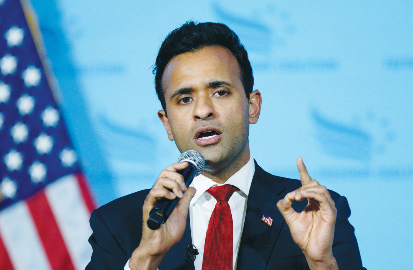  US PRESIDENTIAL candidate Vivek Ramaswamy has doubled back on the issue of US military aid to Israel, telling ‘Israel Hayom’ that he would consider enlarging aid to Israel if elected. (credit: Eduardo Munoz/Reuters)