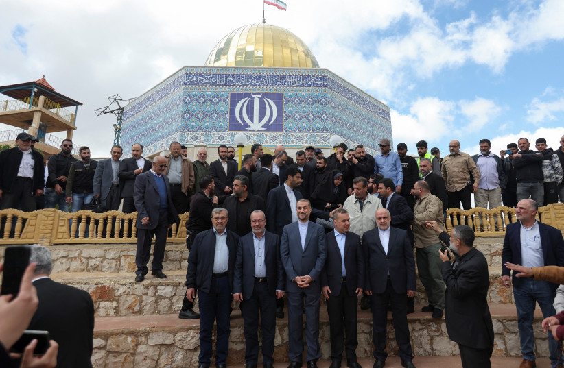  Iranian Foreign Minister Hossein Amirabdollahian visits Maroun Al-Ras village near the border between Lebanon and Israel, Lebanon April 28, 2023 (credit: REUTERS/AZIZ TAHER)