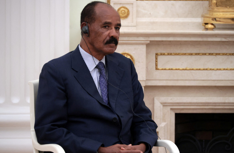 Eritrean President Isaias Afwerki attends a meeting with Russian President Vladimir Putin in Moscow, Russia May 31, 2023.  (credit: SPUTNIK/MIKHAIL METZEL/POOL VIA REUTERS)