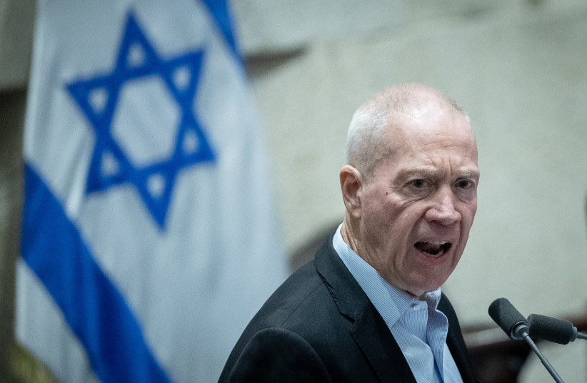  Defense Minister Yoav Gallant during a discussion and a vote at the assembly hall of the Knesset in Jerusalem. July 30, 2023 (credit: YONATAN SINDEL/FLASH90)