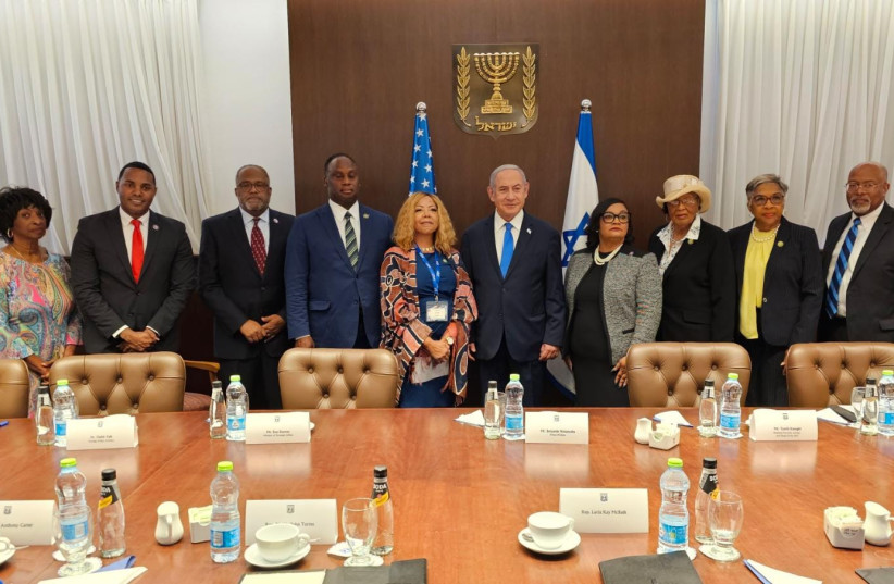  Prime Minister Benjamin Netanyahu meets with Democratic Congressmembers in Jerusalem on September 3, 2023. (credit: PRIME MINISTER'S OFFICE)
