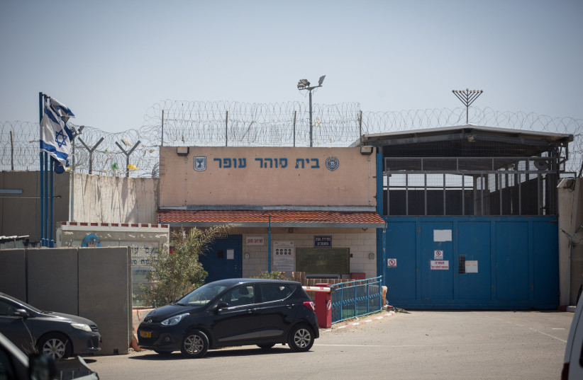 The entrance to the military prison Ofer, which holds Palestinian prisoners now on a hunger strike, near Jerusalem. April 20, 2017.  (credit: HADAS PARUSH/FLASH90)