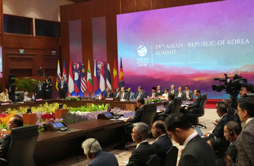 Leaders attend the ASEAN-South Korea Summit at the Association of the Southeast Asian Nations (ASEAN) Summit in Jakarta, Indonesia, September 6, 2023. (credit: Tatan Syuflana/Pool via REUTERS)