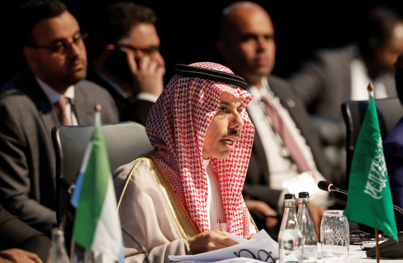  Saudi Arabia's Foreign Minister Faisal bin Farhan Al Saud attends a meeting during the 2023 BRICS Summit at the Sandton Convention Centre in Johannesburg, South Africa August 24, 2023. (credit: Marco Longari/Pool via REUTERS)