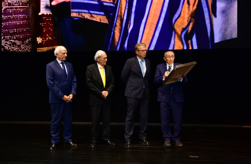 Left to right: Mr. André Azoulay, Haim Cohen, Jonathan Riss, and Rabbi Marvin Hier,