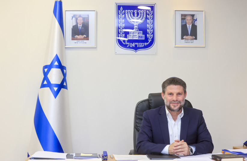  Bezalel Smotrich, Finance Minister and Religious Zionism Party head in his office, 2023. (credit: MARC ISRAEL SELLEM)
