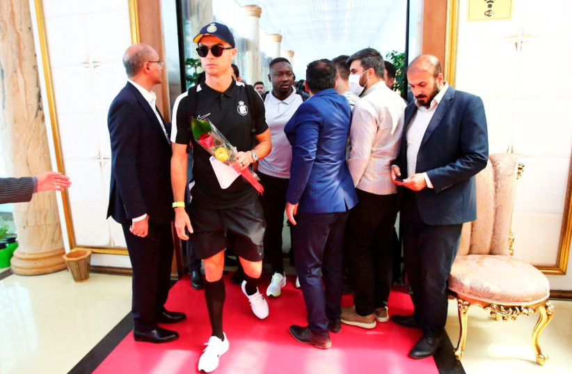 Al Nassr's Cristiano Ronaldo arrives in Tehran - Tehran, Iran - September 18, 2023 Al Nassr's Cristiano Ronaldo is welcomed upon arrival at Imam Khomeini Airport in Tehran (credit: Persepolis Club/WANA