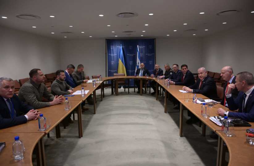  Ukrainian President Volodymyr Zelensky meets with Prime Minister Benjamin Netanyahu on the sidelines of the UN General Assembly. September 19, 2023 (credit: Avi Ohayon/GPO)
