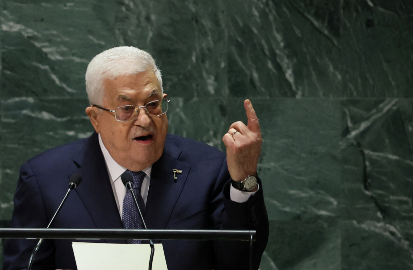  Palestine’s President Mahmoud Abbas addresses the 78th Session of the UN General Assembly in New York City, US, September 21, 2023. (credit: REUTERS/BRENDAN MCDERMID)