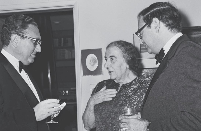  GOLDA MEIR and Israeli ambassador to the US Simha Dinitz with Henry Kissinger at the ambassador’s house in Washington. (credit: Moshe Milner/GPO)