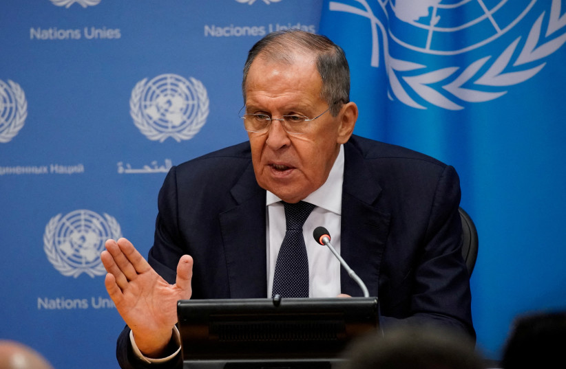 Russia's Foreign Minister Sergei Lavrov attends a press conference after addressing the 78th Session of the U.N. General Assembly in New York City, U.S., September 23, 2023 (credit: REUTERS/EDUARDO MUNOZ)