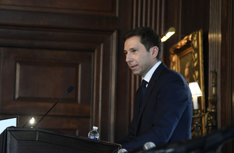 PeaceTech founder Artur Kluz speaks in New York, September 20, 2023.