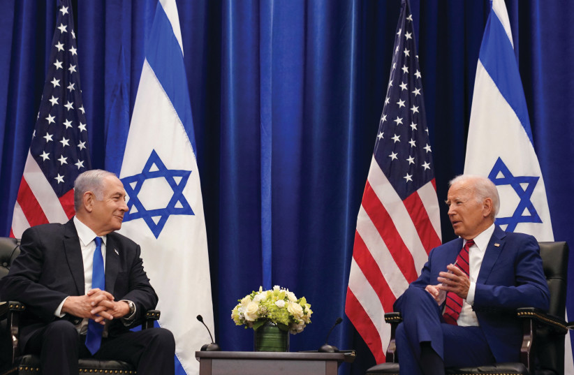  PRIME MINISTER Netanyahu saw US President Joe Biden for an hour in a New York City hotel room, sandwiched between presidential meetings with other foreign leaders in town for the UN General Assembly, the writer notes. (credit: KEVIN LAMARQUE/REUTERS)