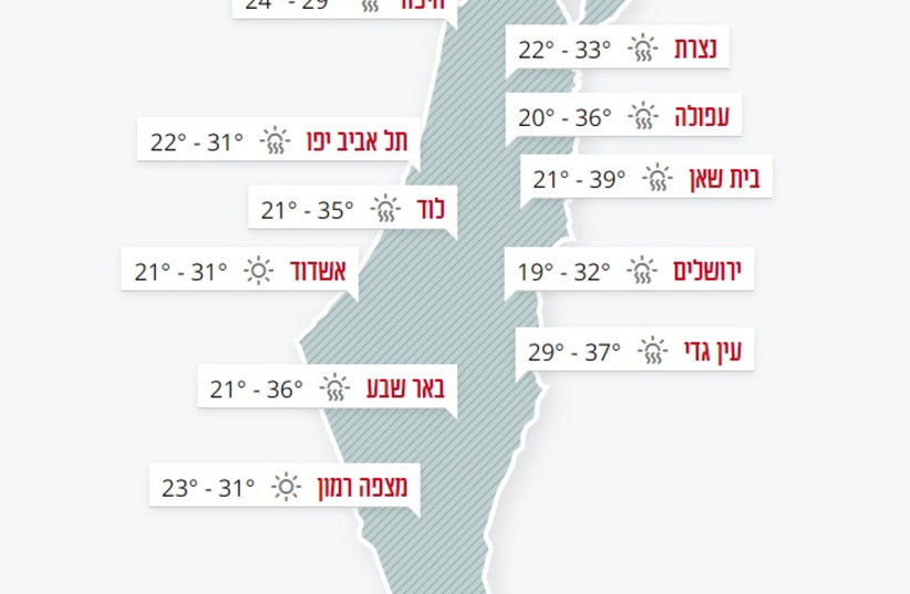  Weather Map, Sukkot 2023 (credit: Israel Meteorological Service)