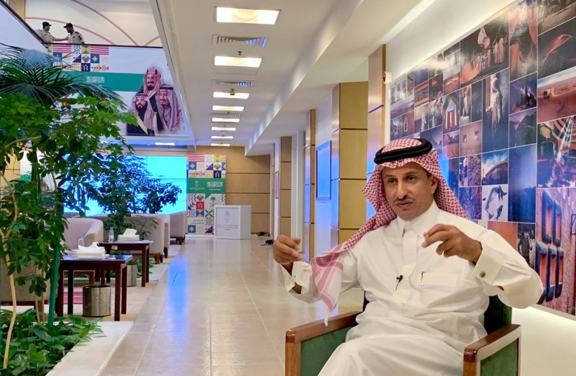  Ahmed Al Khateeb, Chairman of the Saudi commission for tourism and national heritage gestures during an interview with Reuters in Riyadh, Saudi Arabia September 25, 2019. Picture taken September 25, 2019. (credit: REUTERS/Nael Shyoukhi)