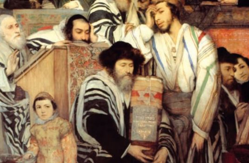  Maurycy Gottlieb: ‘Jews Praying in the Synagogue on Yom Kippur,’ 1878 (credit: Maurycy Gottlieb/Wikipedia)