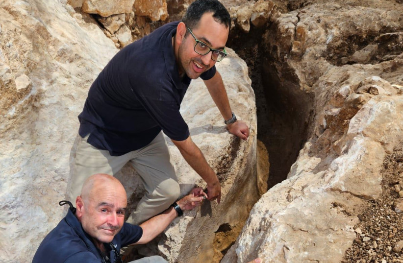 A long section of the Upper Aqueduct to Jerusalem was uncovered in archaeological excavations at Giv‘at HaMatos. (credit: EMIL ELJEM/ISRAEL ANTIQUITIES AUTHORITY)