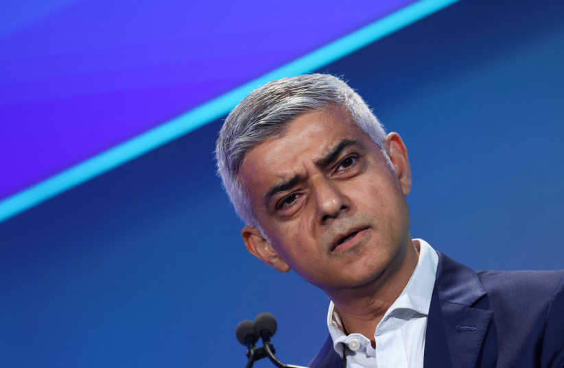  Mayor of London Sadiq Khan speaks at the London Tech Week in London, Britain, June 12, 2023. (credit: REUTERS/TOBY MELVILLE)