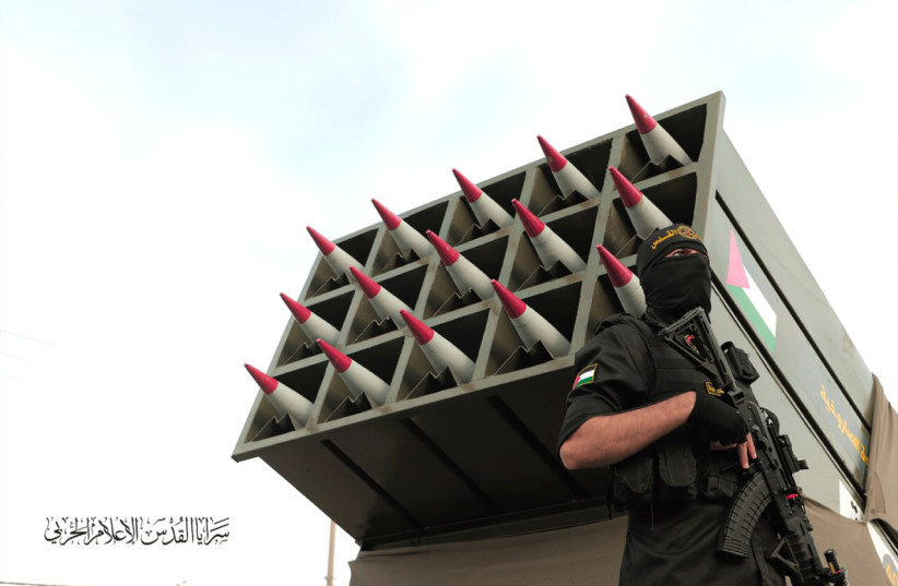  Palestinian Islamic Jihad displays rockets at military parade in Gaza. October 4, 2023 (credit: Palestinian Islamic Jihad)